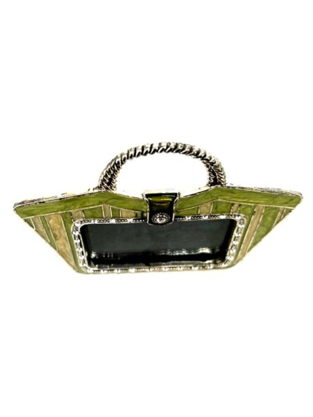Photo Frame Green Enamel Handbag Purse Shape 2 x 3" Tabletop - Picture 2 of 10